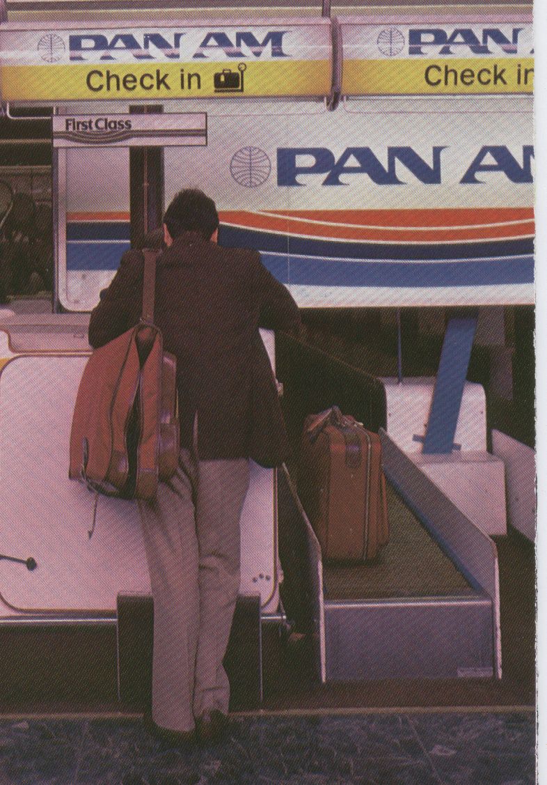1983, January, Pan Am's check-in counter at London Heathrow Airport.